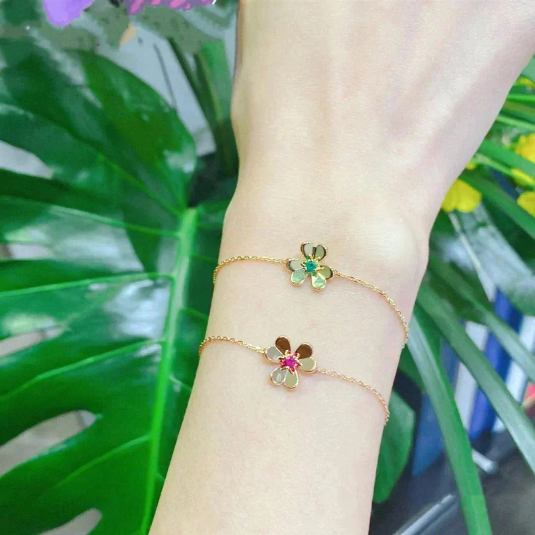 [Lucas Jewelry]FRIVOLE GOLD FLOWER PINK MALACHITE BRACELET