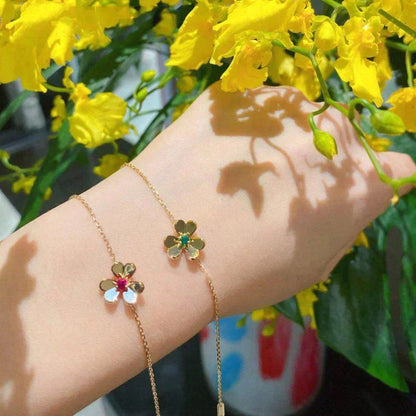 [Lucas Jewelry]FRIVOLE GOLD FLOWER PINK MALACHITE BRACELET