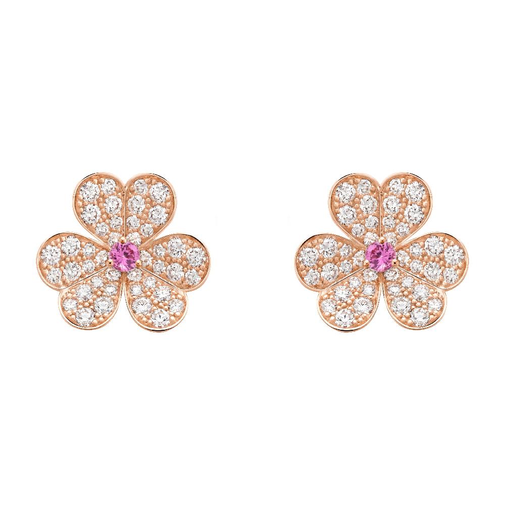 [Lucas Jewelry]FRIVOLE PINK GOLD FLOWER DIAMOND EARRINGS