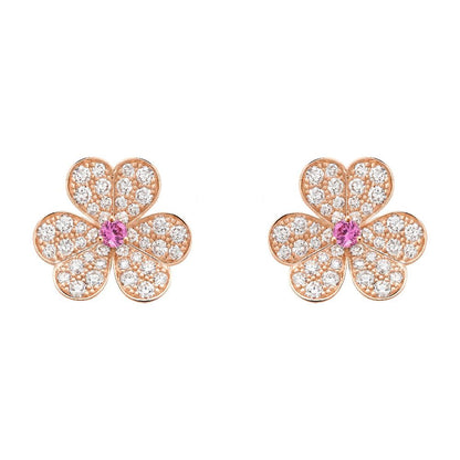 [Lucas Jewelry]FRIVOLE PINK GOLD FLOWER DIAMOND EARRINGS