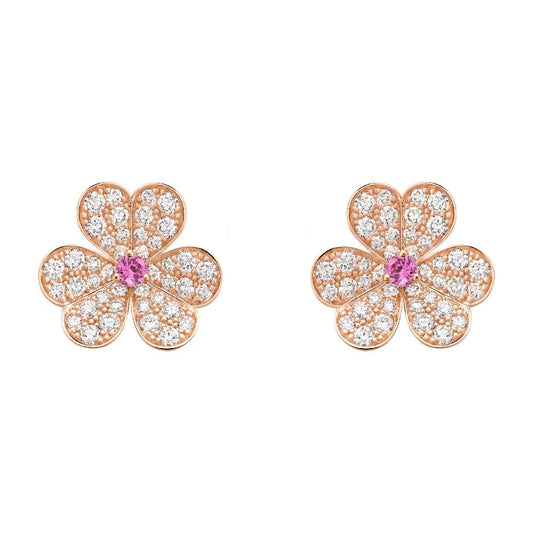 [Lucas Jewelry]FRIVOLE PINK GOLD FLOWER DIAMOND EARRINGS