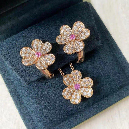 [Lucas Jewelry]FRIVOLE PINK GOLD FLOWER DIAMOND EARRINGS