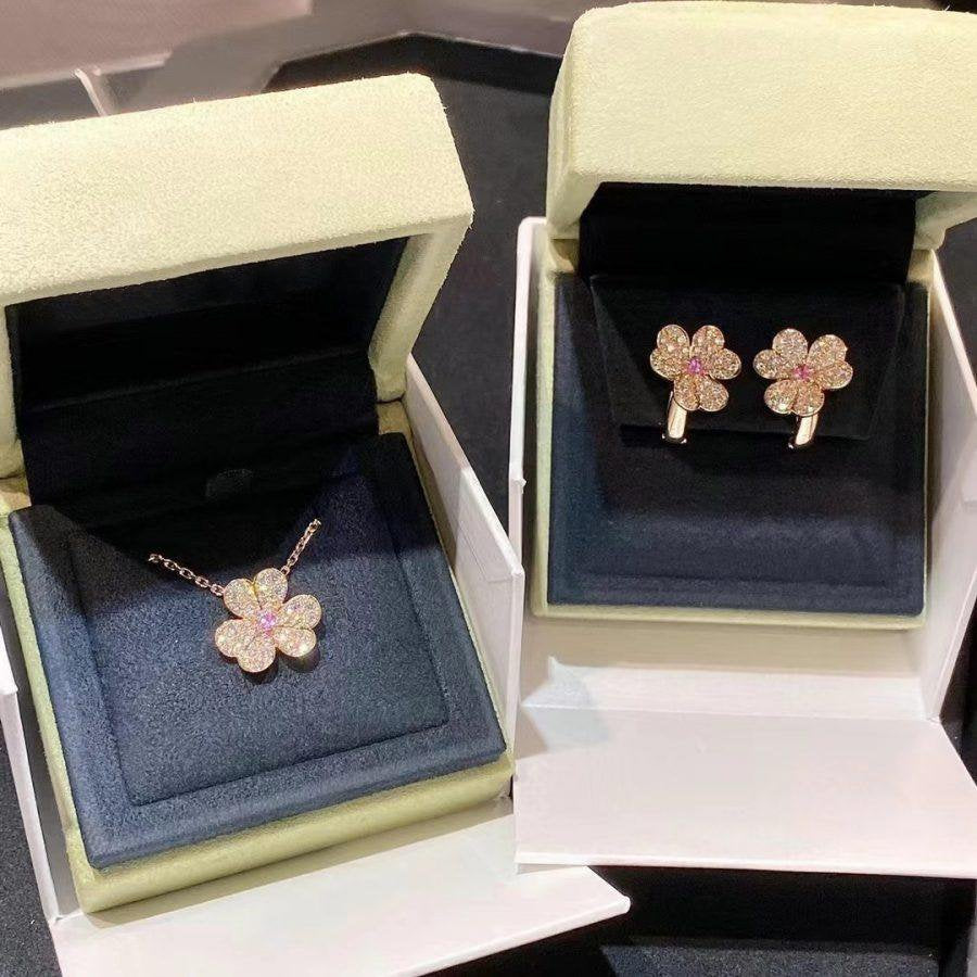 [Lucas Jewelry]FRIVOLE PINK GOLD FLOWER DIAMOND EARRINGS