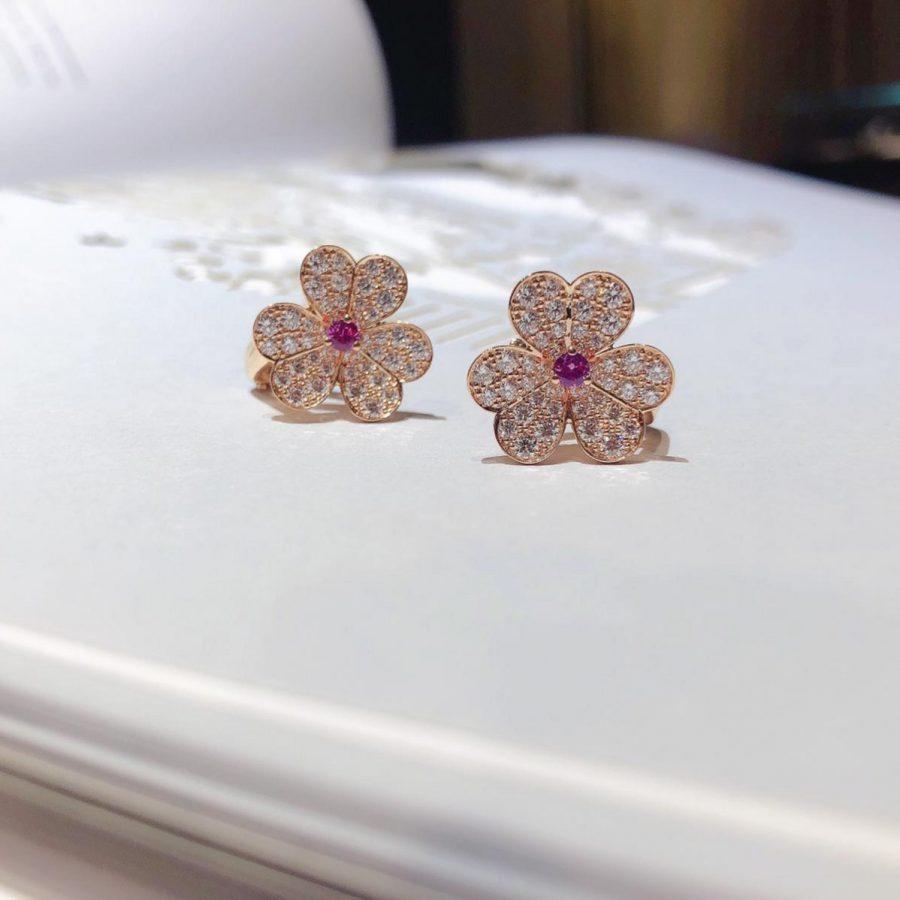 [Lucas Jewelry]FRIVOLE PINK GOLD FLOWER DIAMOND EARRINGS