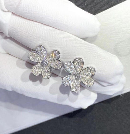 [Lucas Jewelry]FRIVOLE SILVER FLOWER DIAMOND EARRINGS