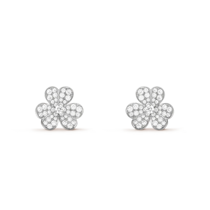 [Lucas Jewelry]FRIVOLE SILVER FLOWER DIAMOND EARRINGS