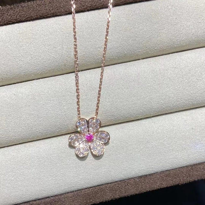 [Lucas Jewelry]FRIVOLE ROSE GOLD FLOWER DIAMOND NECKLACE