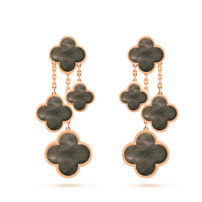 [Lucas Jewelry]CLOVER EARRINGS DARK MOP 4 MOTIFS ROSE GOLD