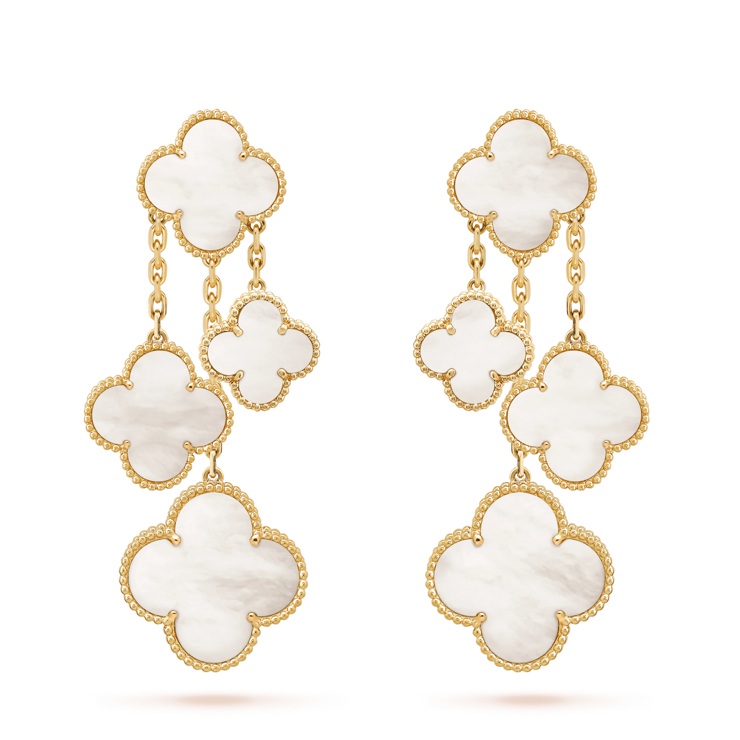 [Lucas Jewelry]CLOVER EARRINGS WHITE MOP 4 MOTIFS GOLD