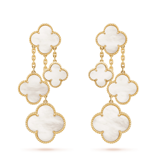 [Lucas Jewelry]CLOVER EARRINGS WHITE MOP 4 MOTIFS GOLD