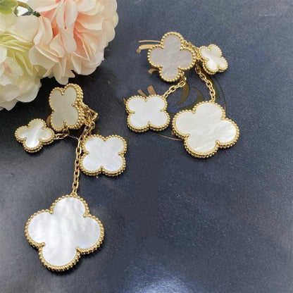 [Lucas Jewelry]CLOVER EARRINGS WHITE MOP 4 MOTIFS GOLD