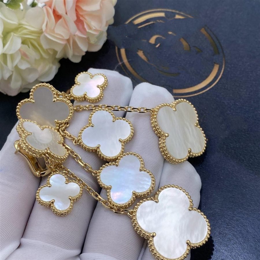 [Lucas Jewelry]CLOVER EARRINGS WHITE MOP 4 MOTIFS GOLD