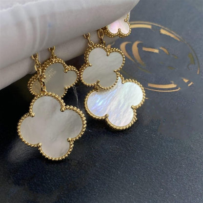 [Lucas Jewelry]CLOVER EARRINGS WHITE MOP 4 MOTIFS GOLD