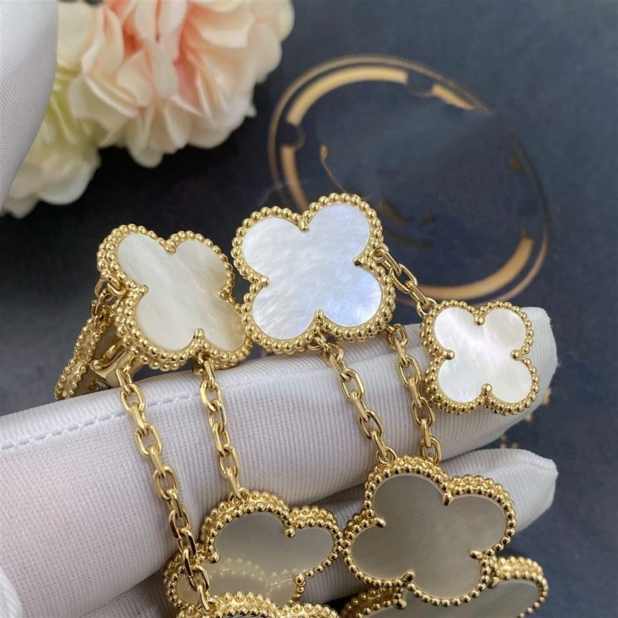 [Lucas Jewelry]CLOVER EARRINGS WHITE MOP 4 MOTIFS GOLD