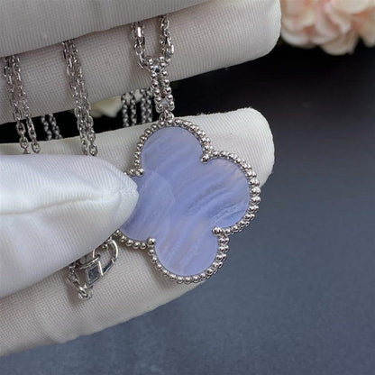 [Lucas Jewelry]CLOVER SILVER CHALCEDONY BIG CLOVER NECKLACE