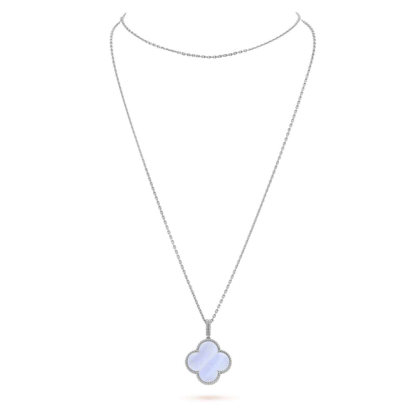 [Lucas Jewelry]CLOVER SILVER CHALCEDONY BIG CLOVER NECKLACE