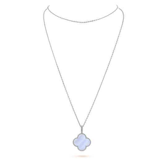 [Lucas Jewelry]CLOVER SILVER CHALCEDONY BIG CLOVER NECKLACE