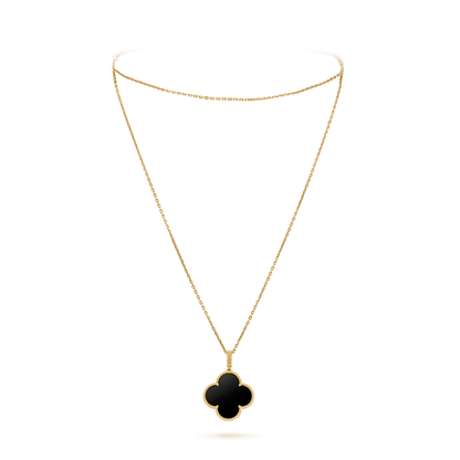 [Lucas Jewelry]CLOVER 25MM GOLD ONYX BIG CLOVER NECKLACE