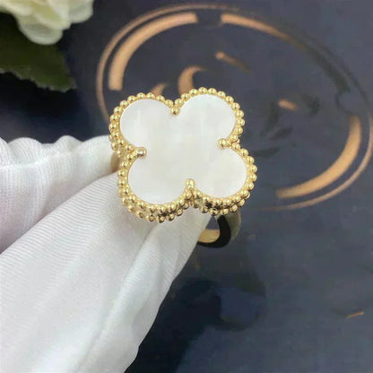 [Lucas Jewelry]CLOVER WHITE MOP RING