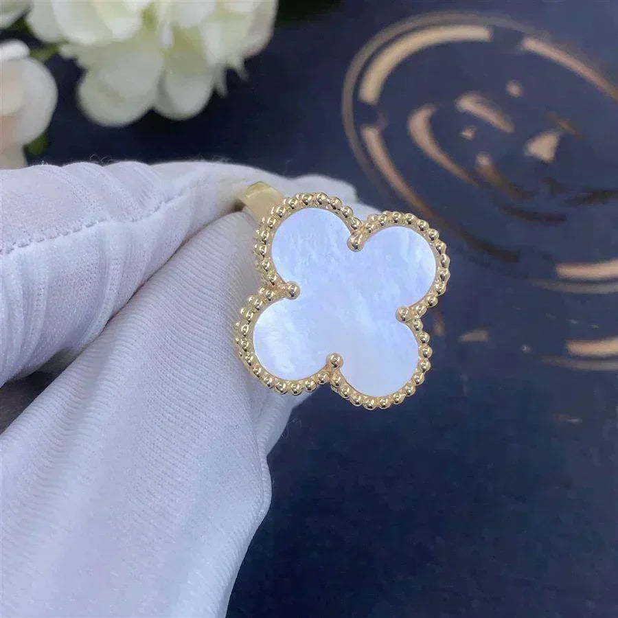 [Lucas Jewelry]CLOVER WHITE MOP RING