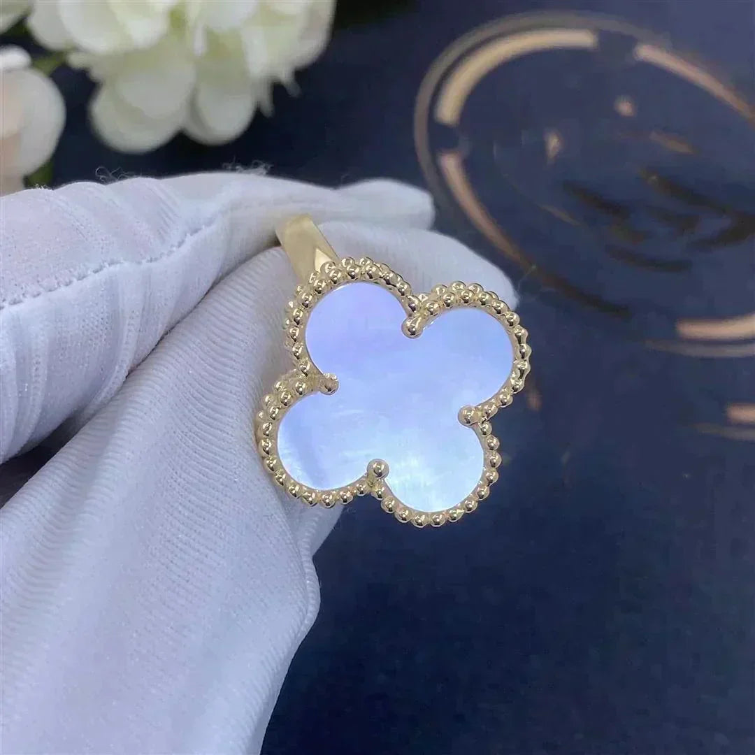 [Lucas Jewelry]CLOVER WHITE MOP RING