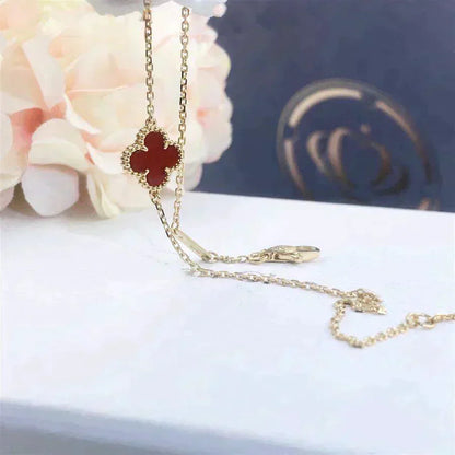 [Lucas Jewelry]CLOVER  CARNELIAN SINGLE FLOWER BRACELET