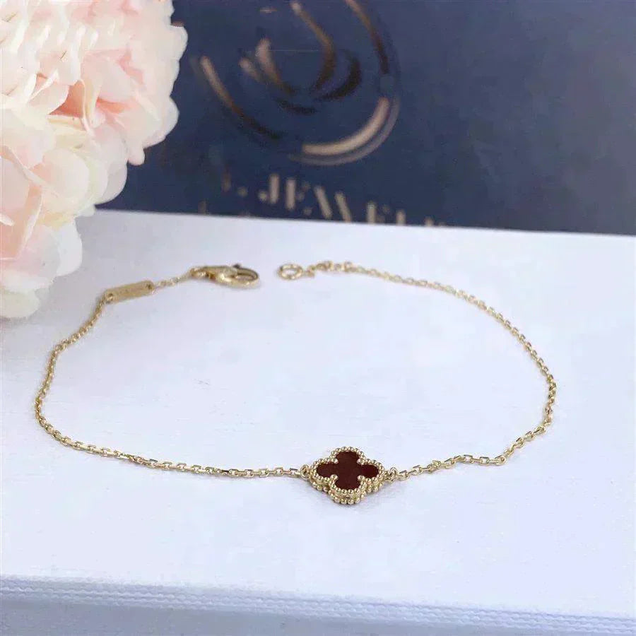 [Lucas Jewelry]CLOVER  CARNELIAN SINGLE FLOWER BRACELET