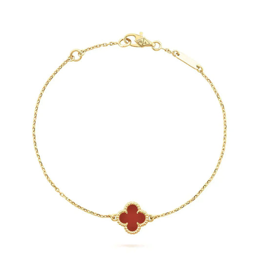 [Lucas Jewelry]CLOVER  CARNELIAN SINGLE FLOWER BRACELET