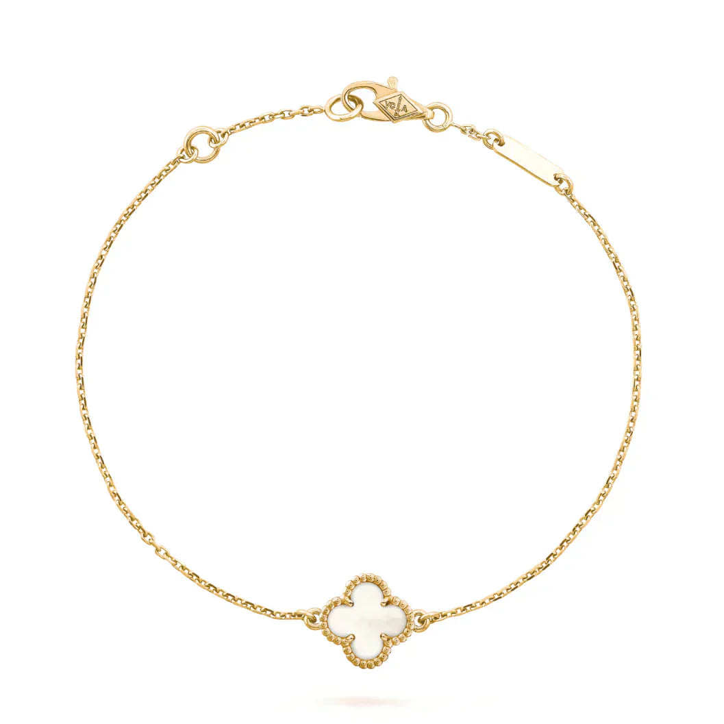 [Lucas Jewelry]CLOVER WHITE MOP SINGLE FLOWER BRACELET