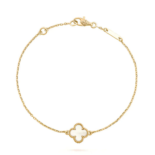 [Lucas Jewelry]CLOVER WHITE MOP SINGLE FLOWER BRACELET