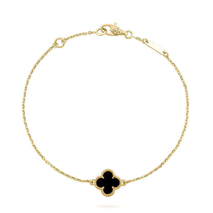 [Lucas Jewelry]CLOVER ONYX SINGLE FLOWER BRACELET