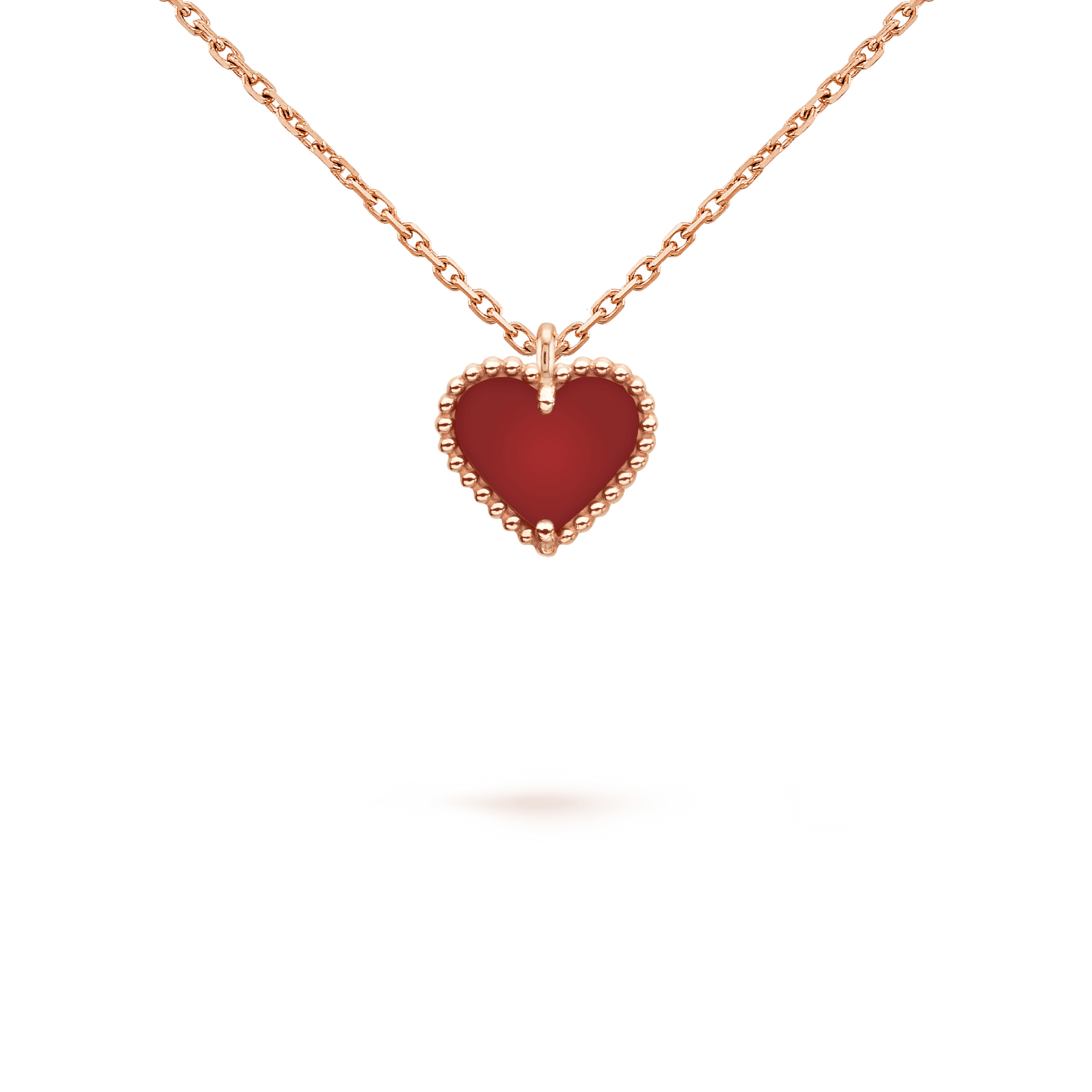 [Lucas Jewelry]SWEET CLOVER CARNELIAN HEART NECKLACE