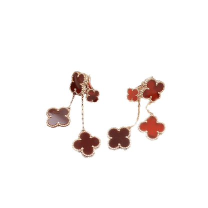 [Lucas Jewelry]CLOVER EARRINGS CARNELIAN 4 MOTIFS PINK GOLD