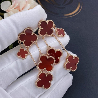 [Lucas Jewelry]CLOVER EARRINGS CARNELIAN 4 MOTIFS PINK GOLD