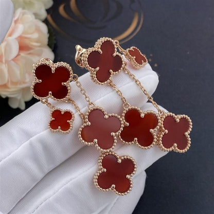 [Lucas Jewelry]CLOVER EARRINGS CARNELIAN 4 MOTIFS PINK GOLD