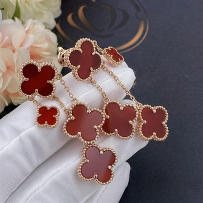 [Lucas Jewelry]CLOVER EARRINGS CARNELIAN 4 MOTIFS PINK GOLD