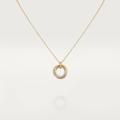 [Lucas Jewelry]TRINITY NECKLACE SILVER GOLD PINK GOLD DIAMONDS