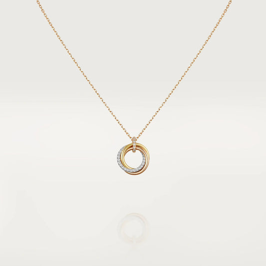 [Lucas Jewelry]TRINITY NECKLACE SILVER GOLD PINK GOLD DIAMONDS