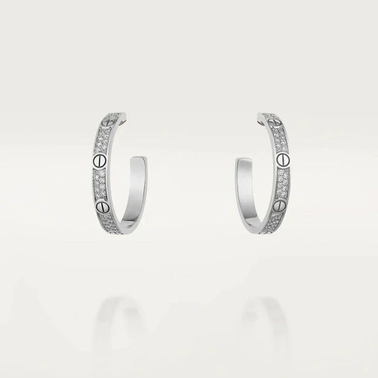 [Lucas Jewelry]LOVE DIAMOND SILVER HOOP EARRINGS