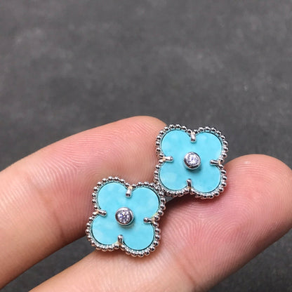 [Lucas Jewelry]CLOVER 1 DIAMOND BLUE SKY SILVER EARRINGS