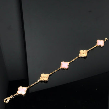 [Lucas Jewelry]CLOVER BRACELET 5 MOTIF PINK AND PINK GOLD