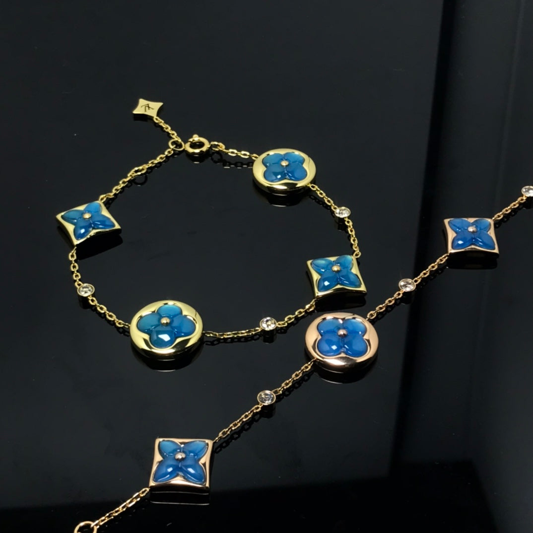 [Lucas Jewelry]STAR AND SUN 4 MOTIF BLUE BRACELET