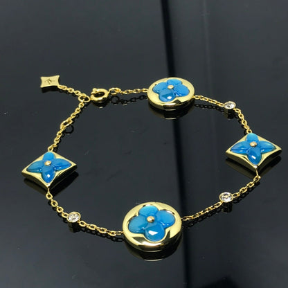 [Lucas Jewelry]STAR AND SUN 4 MOTIF BLUE BRACELET