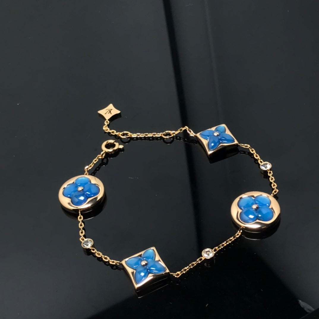 [Lucas Jewelry]STAR AND SUN 4 MOTIF BLUE BRACELET