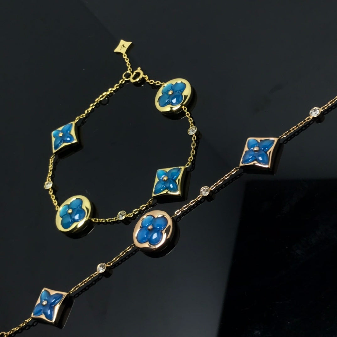 [Lucas Jewelry]STAR AND SUN 4 MOTIF BLUE BRACELET