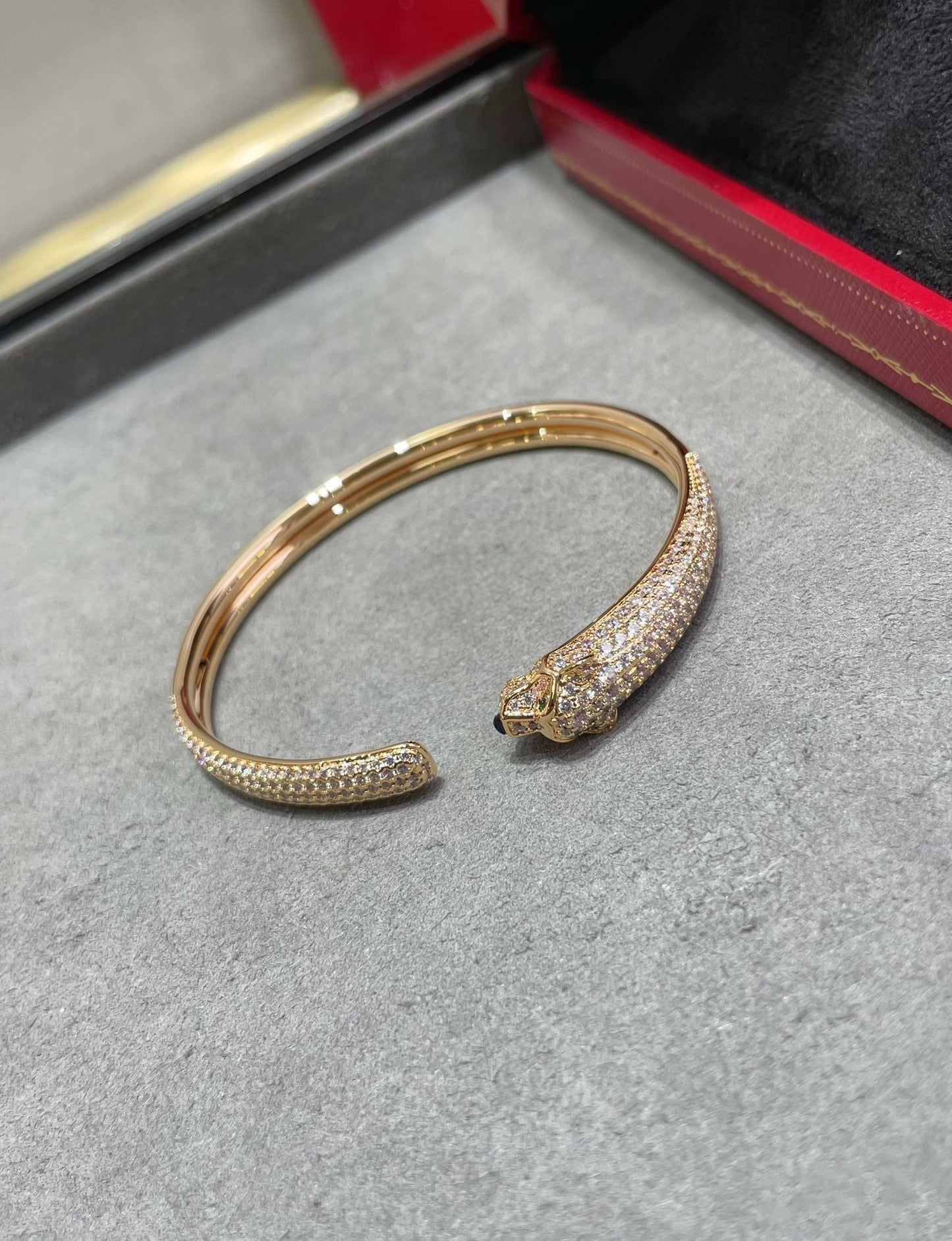 [Lucas Jewelry]PANTHERE FULL DIAMOND OPEN BRACELET