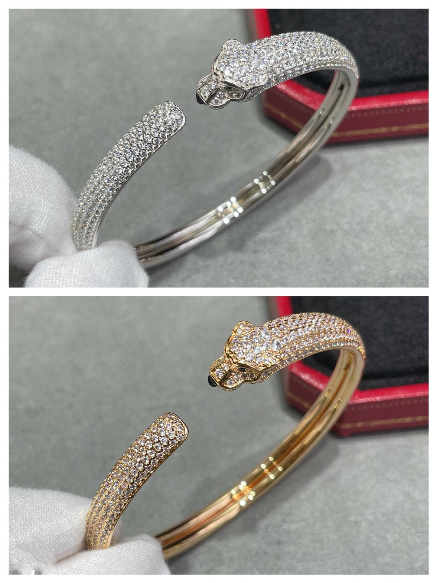 [Lucas Jewelry]PANTHERE FULL DIAMOND OPEN BRACELET