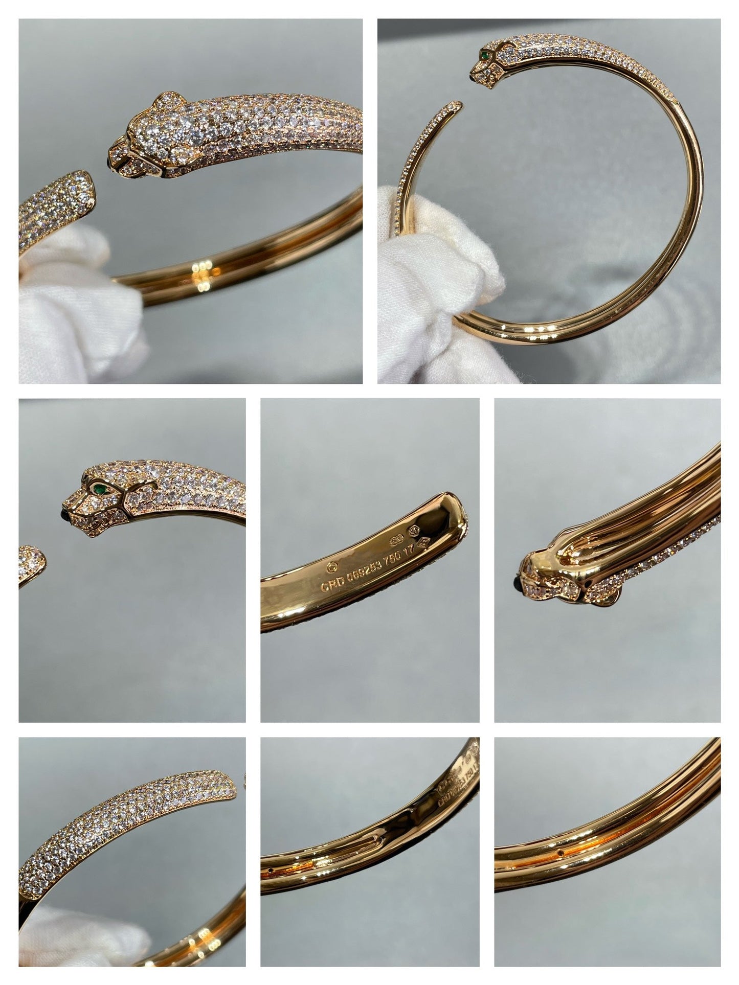 [Lucas Jewelry]PANTHERE FULL DIAMOND OPEN BRACELET