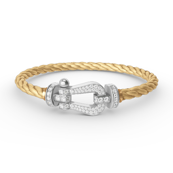 [Lucas Jewelry]FORCE LARGE HORSESHOE FULL DIAMOND BRACELET SILVER