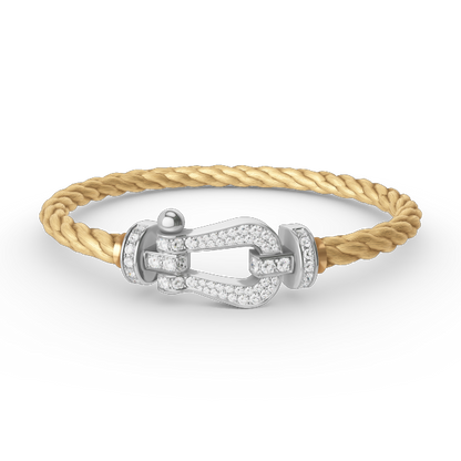 [Lucas Jewelry]FORCE LARGE HORSESHOE FULL DIAMOND BRACELET SILVER